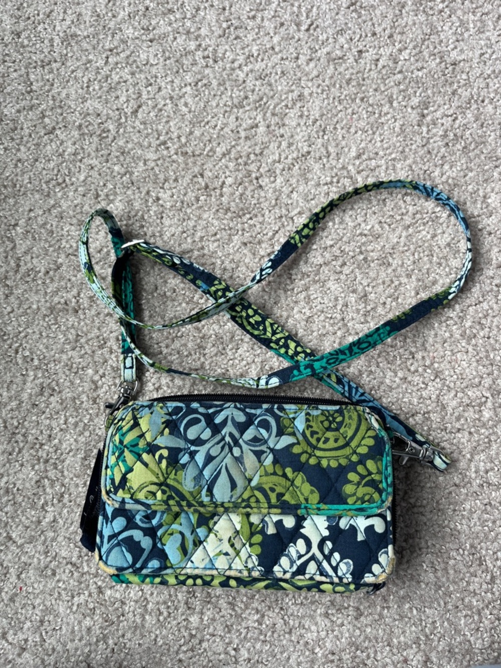 Vera Bradley Navy, Teal & Lime Quilted Crossbody Bag